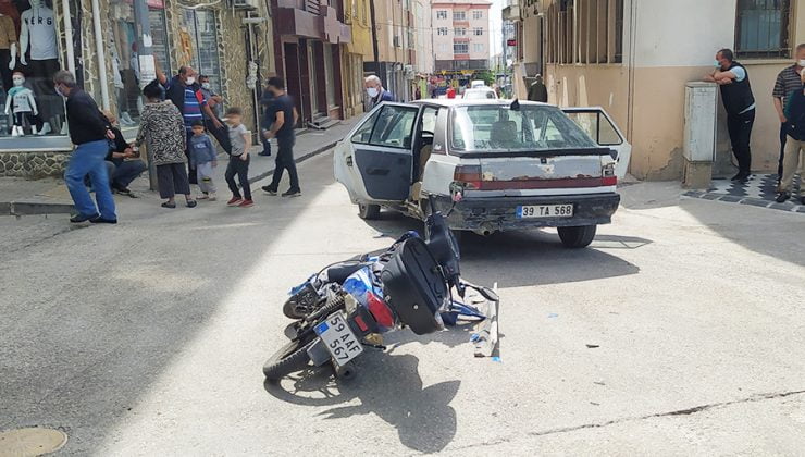 Saray’da Motosiklet ile Otomobil Çarpıştı