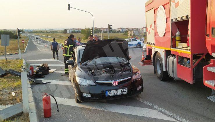 Saray’da kamyon otomobile çarptı:  3 Yaralı