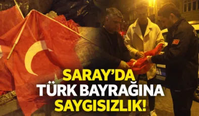 Saray’da Türk Bayrağına Büyük Saygısızlık: Çöpe Atılan Bayraklara Taksici Sahip Çıktı