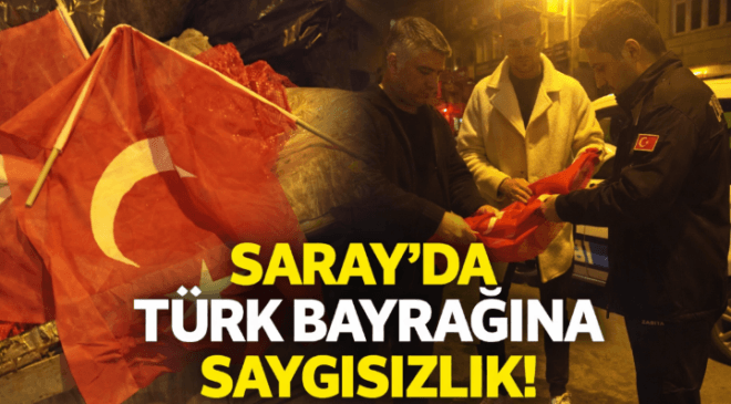 Saray’da Türk Bayrağına Büyük Saygısızlık: Çöpe Atılan Bayraklara Taksici Sahip Çıktı