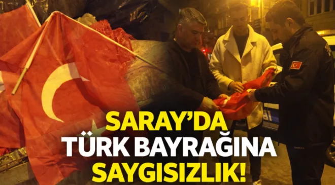 Saray’da Türk Bayrağına Büyük Saygısızlık: Çöpe Atılan Bayraklara Taksici Sahip Çıktı