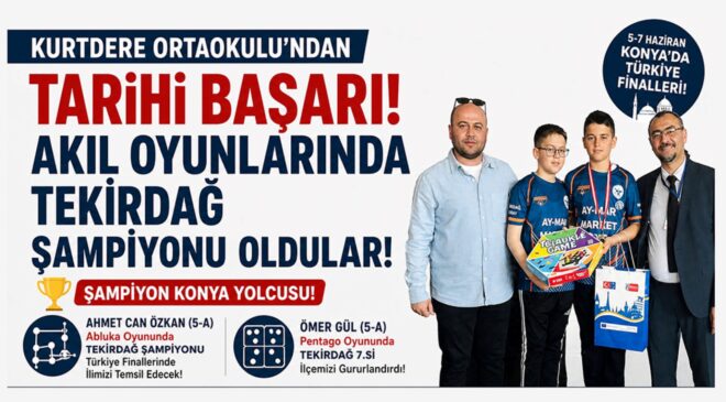 Kurtdere Ortaokulu’ndan tarihi başarı: Tekirdağ şampiyonu oldular